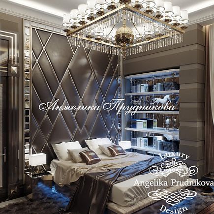 Дизайнпроект интерьера мужской спальни в стиле ардеко в ЖК Art Residence
