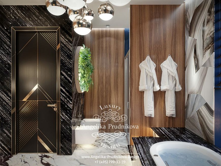 Дизайнпроект интерьера ванной комнаты в стиле фьюжн