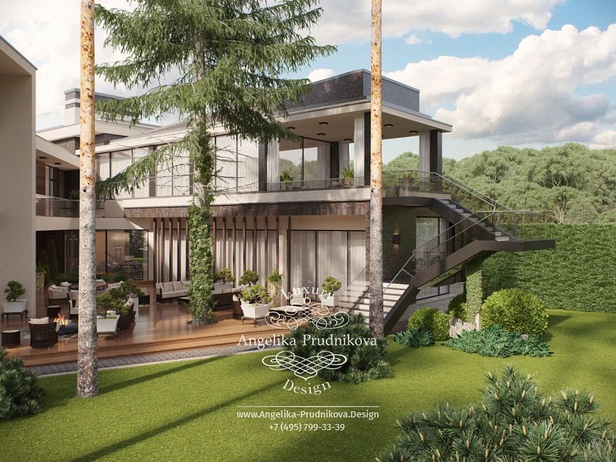 Дизайнпроект экстерьера Резиденции в хвойном лесу