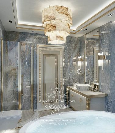 Дизайнпроект интерьера ванной комнаты с панорамным окном в ЖК Дубровская Слобода