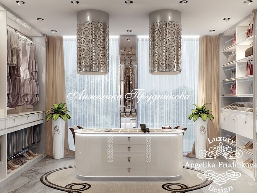 Дизайнпроект интерьера гардеробной комнаты в КП Сады Майендорф