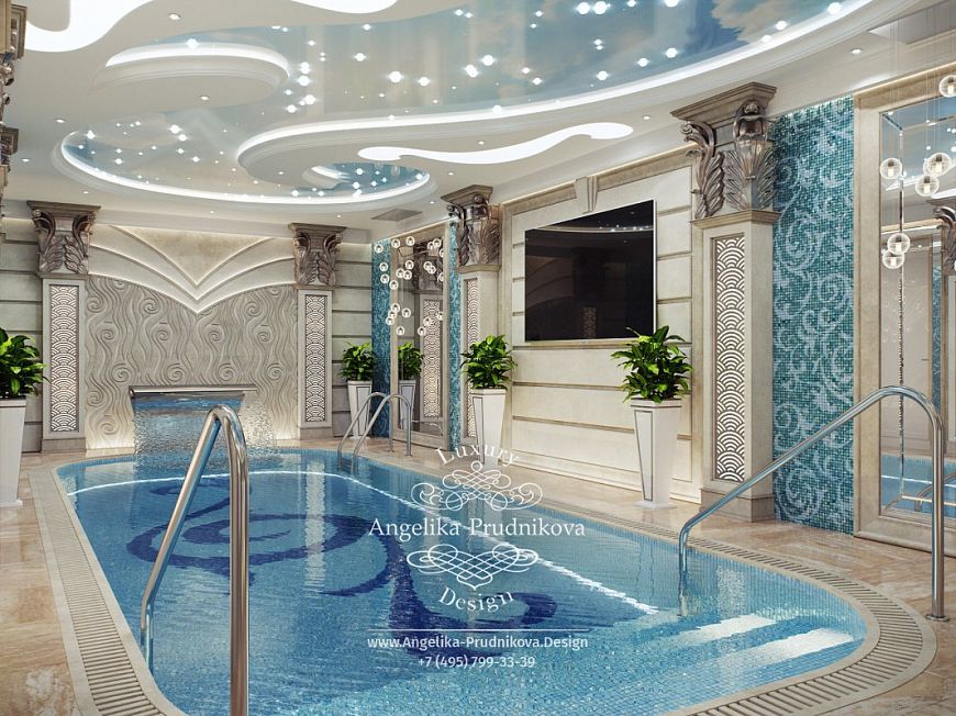 Дизайнпроект интерьера бассейна в КП Горки2