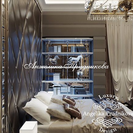 Дизайнпроект интерьера мужской спальни в стиле ардеко в ЖК Art Residence