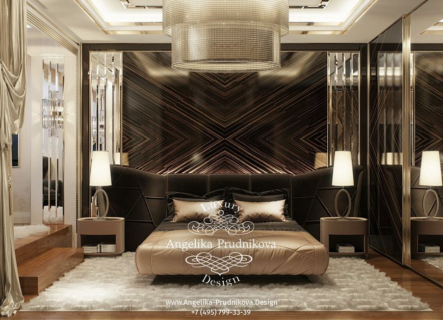 Дизайнпроект интерьера мужской спальни в ЖК Дубровка в стиле модерн