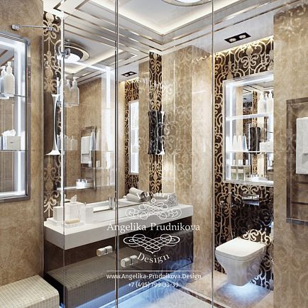 Дизайнпроект интерьера ванной комнаты с мозаикой в ЖК Филиград