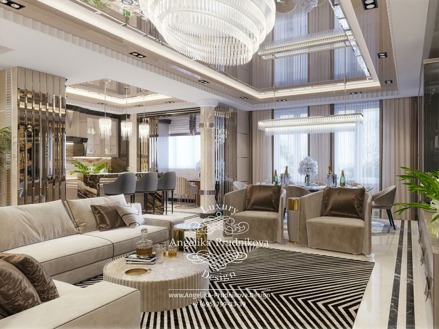 Дизайнпроект Интерьера квартиры в ЖК Донской Олимп в стиле модерн с элементами ардеко