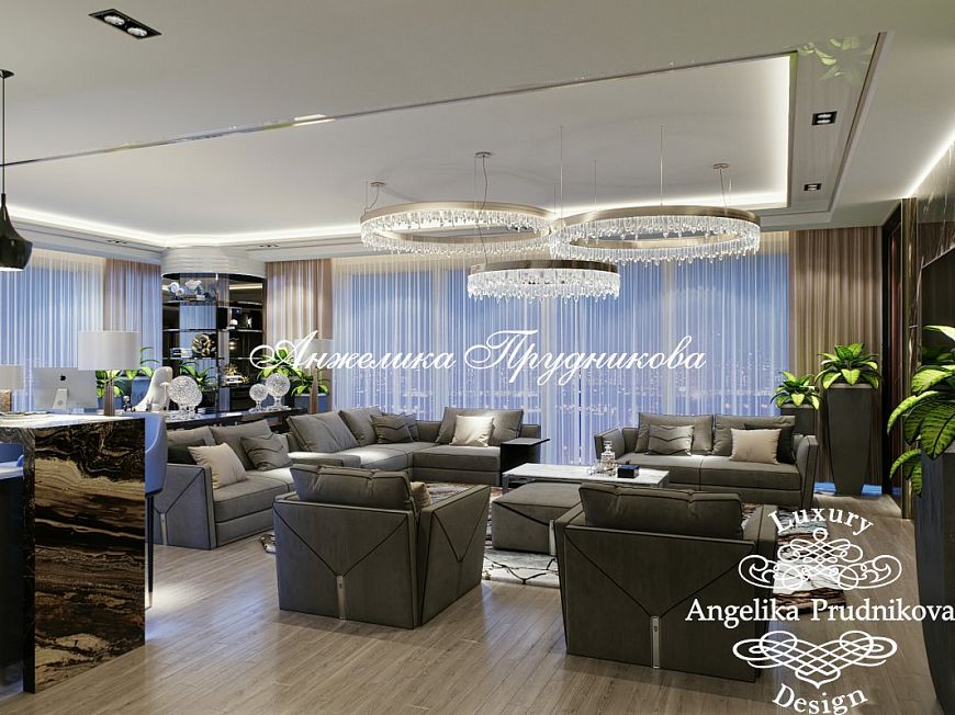 Дизайнпроект интерьера квартиры в стиле модерн в ЖК Москва Сити