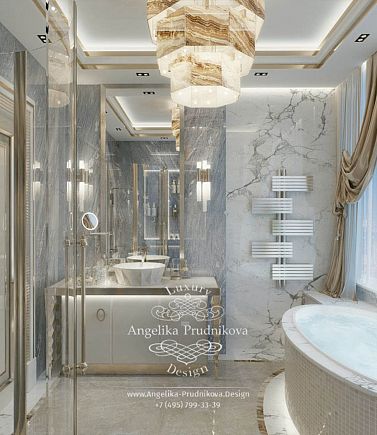 Дизайнпроект интерьера ванной комнаты с панорамным окном в ЖК Дубровская Слобода