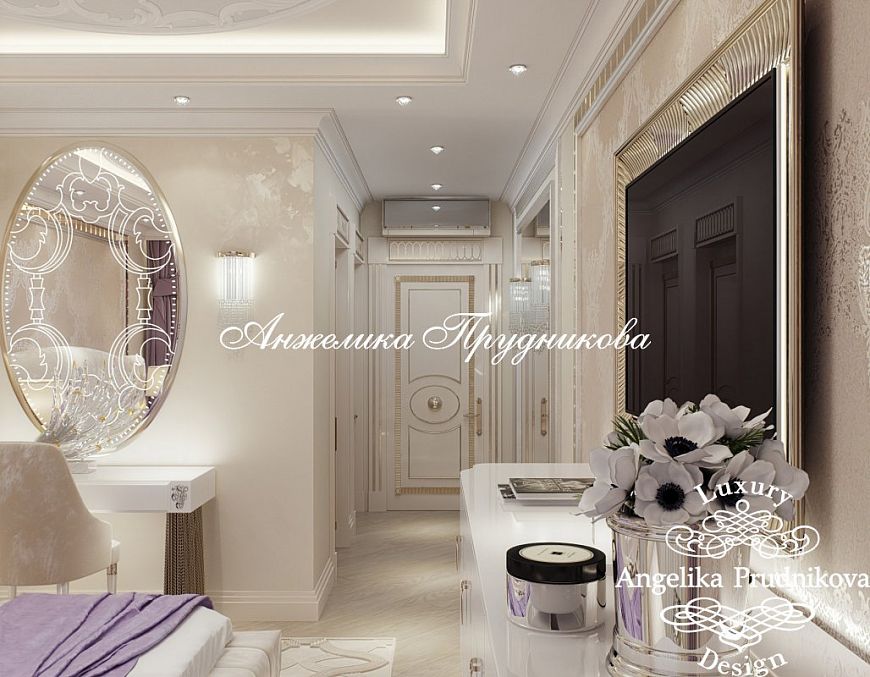 Дизайнпроект интерьера спальни в стиле ардеко в ЖК Дубровка
