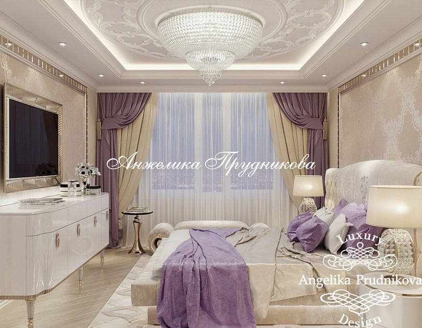 Дизайнпроект интерьера спальни в стиле ардеко в ЖК Дубровка

