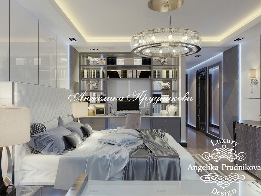 Дизайнпроект интерьера спальни в современном стиле в Москва Сити