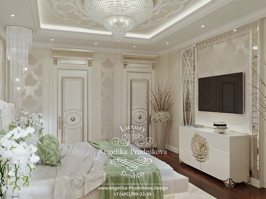 Дизайнпроект интерьера спальни в ЖК Донской Олимп в классическом стиле