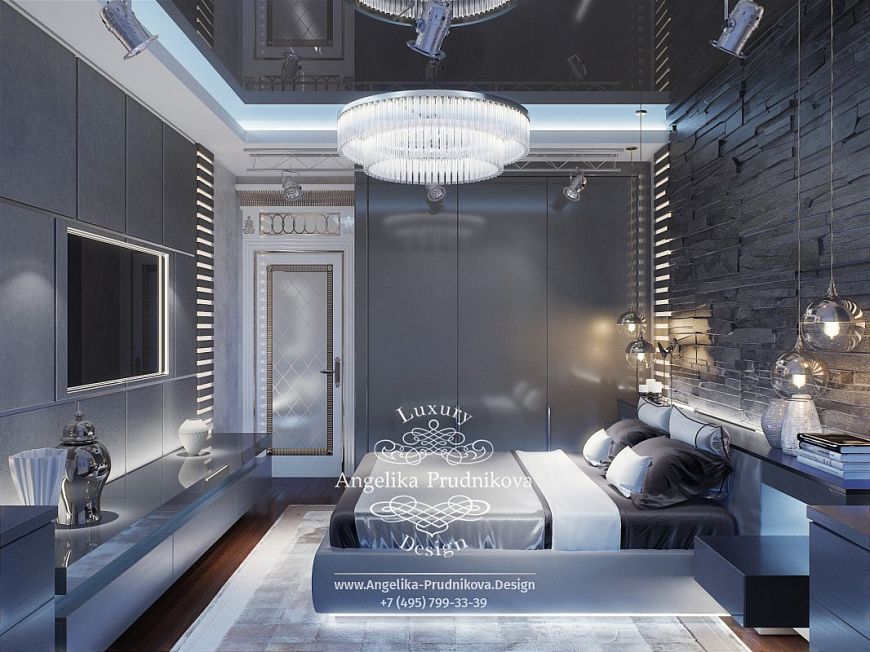 Дизайнпроект интерьера мужской спальни в Элитном Жилом Комплексе