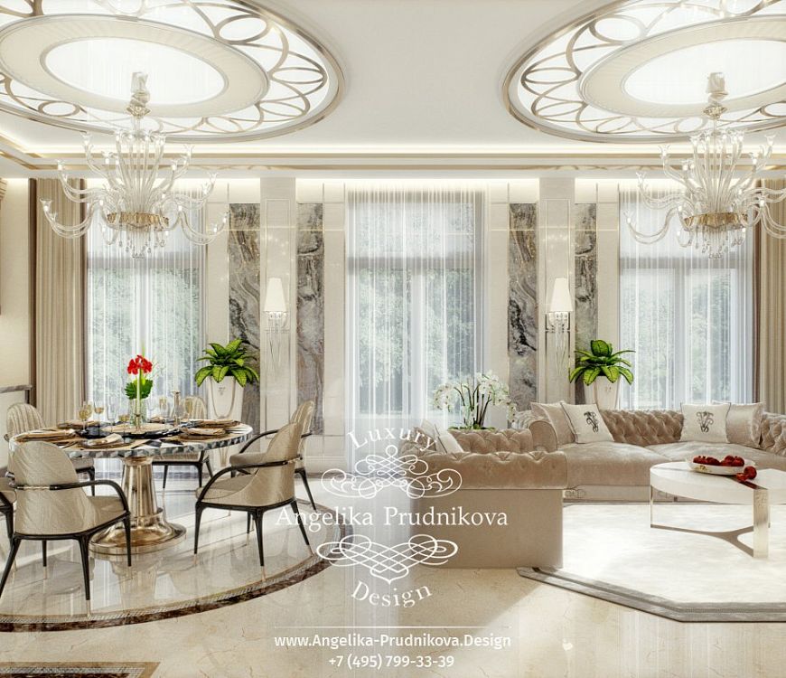 Дизайнпроект интерьера квартиры в ЖК Дубровская Слобода в стиле ардеко