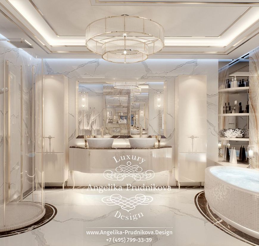 Дизайнпроект интерьера ванной комнаты в ЖК Дубровская слобода
