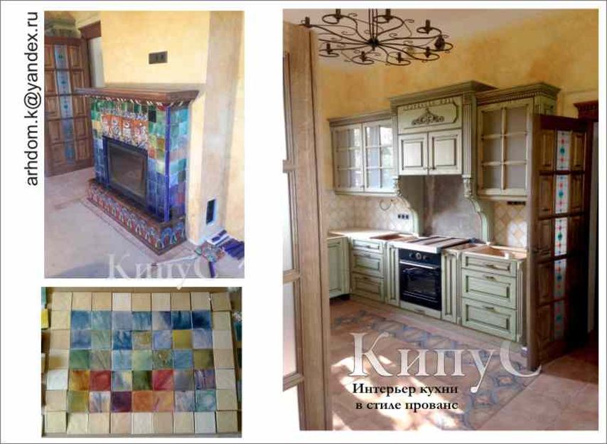 Фото интерьера, Кухня площадью 20 кв.м. в стиле Прованс (Франция). Проект Прованс с камином - Работы Кипус Светланы, Автор проекта: Дизайнеры Светлана Кипус