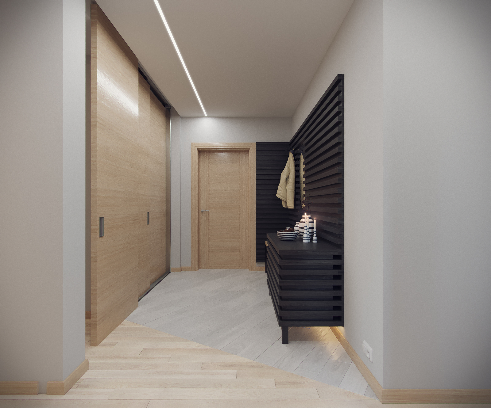 3D интерьера, Прихожая площадью 12 кв.м. в стиле Контемпорари (нейтральная стилистика). Проект Прихожая для пока еще холостяка - Квартира пока еще холостяка, Автор проекта: Дизайнеры Анастасия Шперлинг