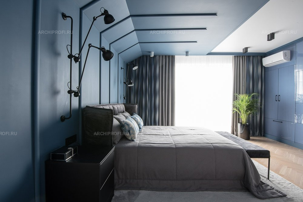 Спальня с синей акварелью. фото 11