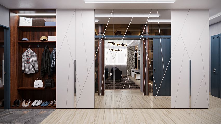 3D интерьера, прихожая-коридор площадью 13 кв.м. в стиле Современная. Проект шкафы в прихожей - Долгопрудный, Автор проекта: Дизайнеры Андрей Проценко