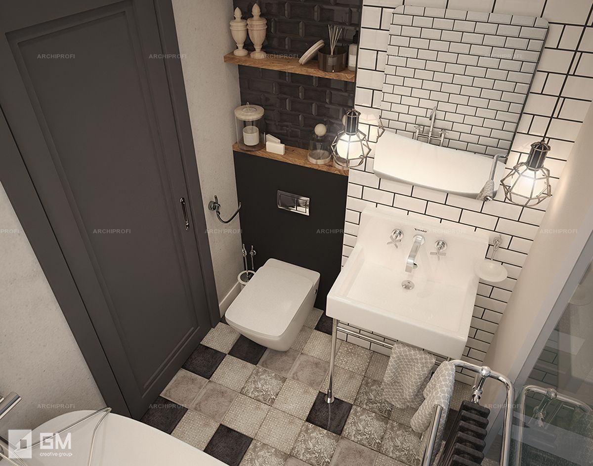 Ванная комната в стиле лофт в хрущх