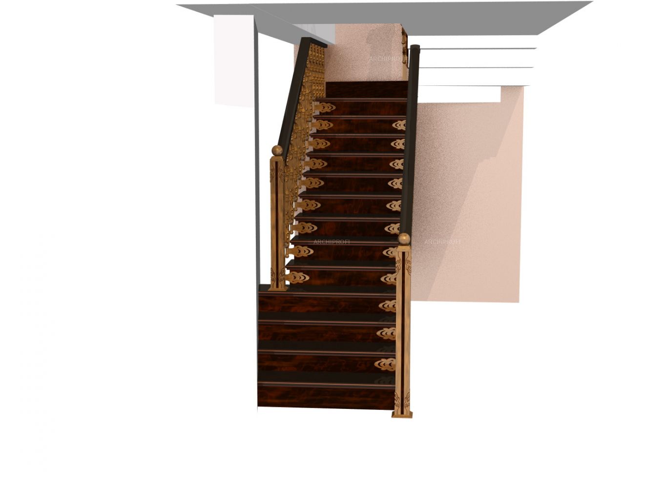 3D дизайна, Лестница, Проект ограждения - Проект ограждения лестницы, Автор проекта: Дизайнеры Владимир Елатонцев