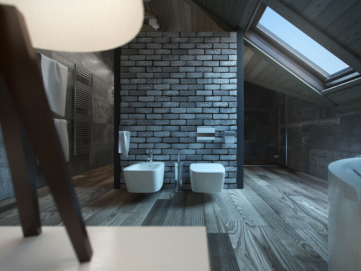 3D интерьера, Ванная комната площадью 18 кв.м. в стиле Шале (Швейцария). Проект Дом в стиле шале. - Дом в стиле шале под Калининградом, Автор проекта: Дизайнеры Анастасия Шперлинг