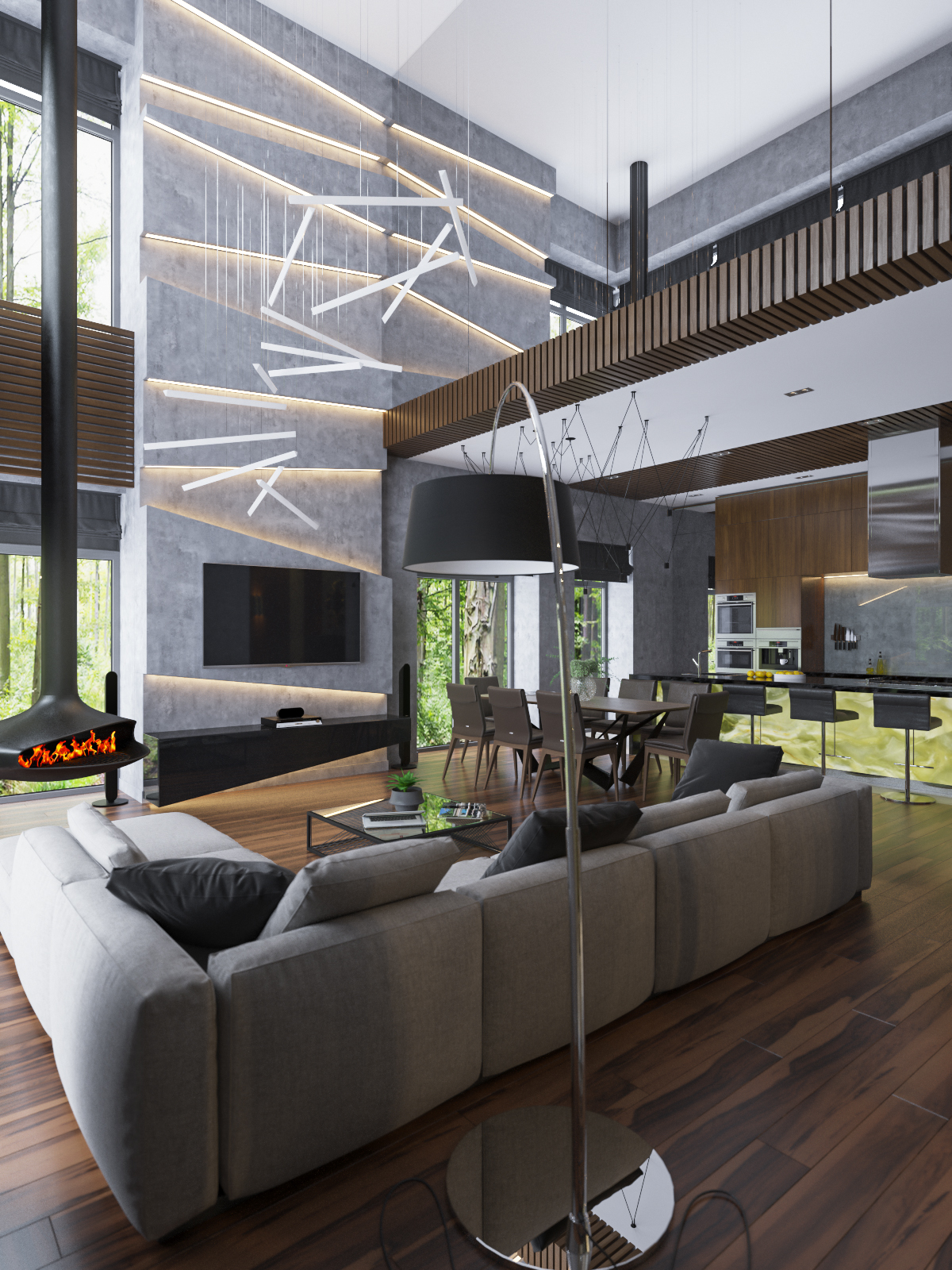 3D интерьера, Гостиная в стиле Современная. Проект Гостиная - Дом для семьи с ребенком, Автор проекта: Архитекторы Станислав Клюев