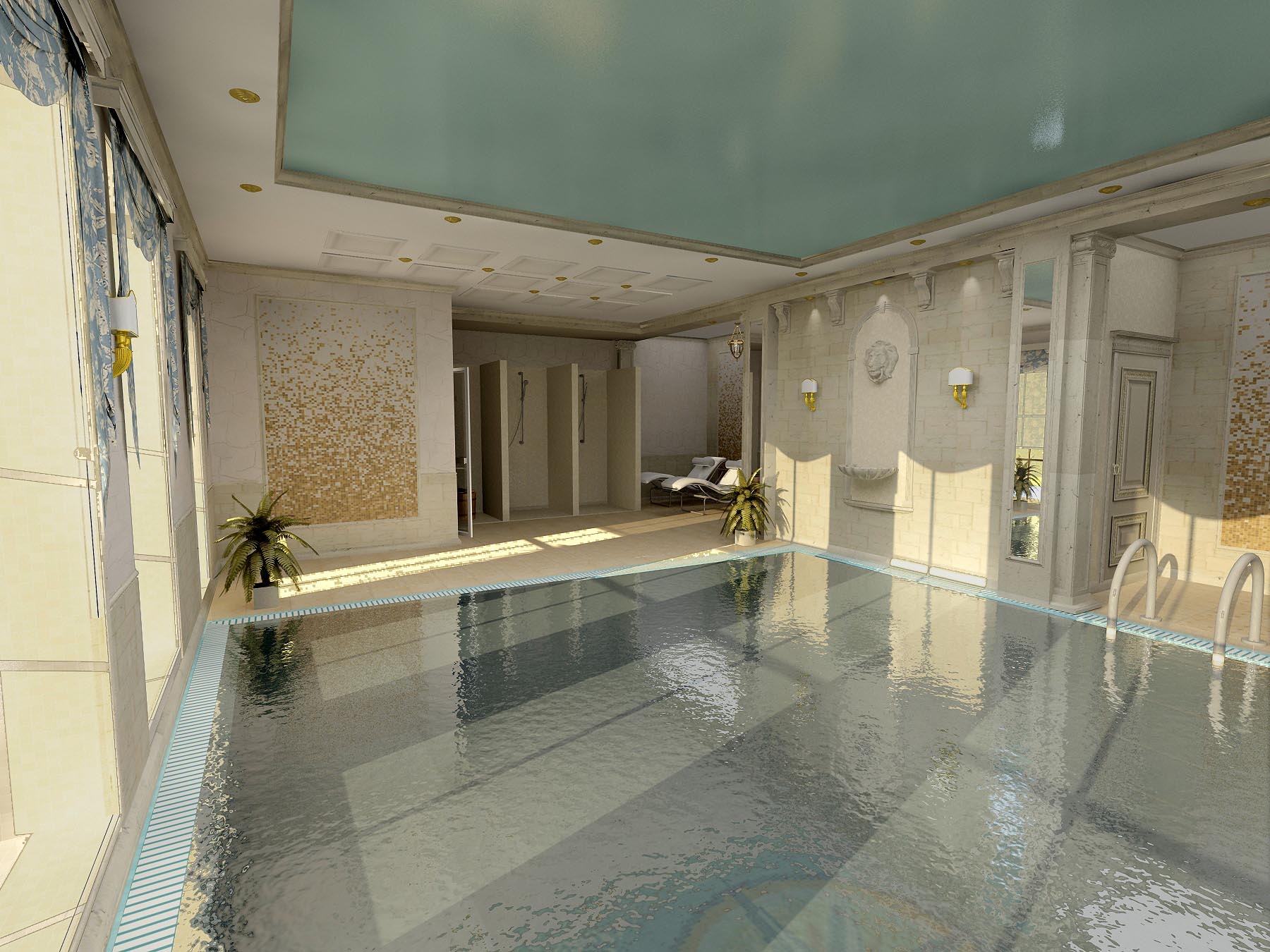3D интерьера, Бассейн в стиле Классическая. Проект Бассейн - Частный дом с бассейном, Автор проекта: Дизайнеры Надежда Сергеева