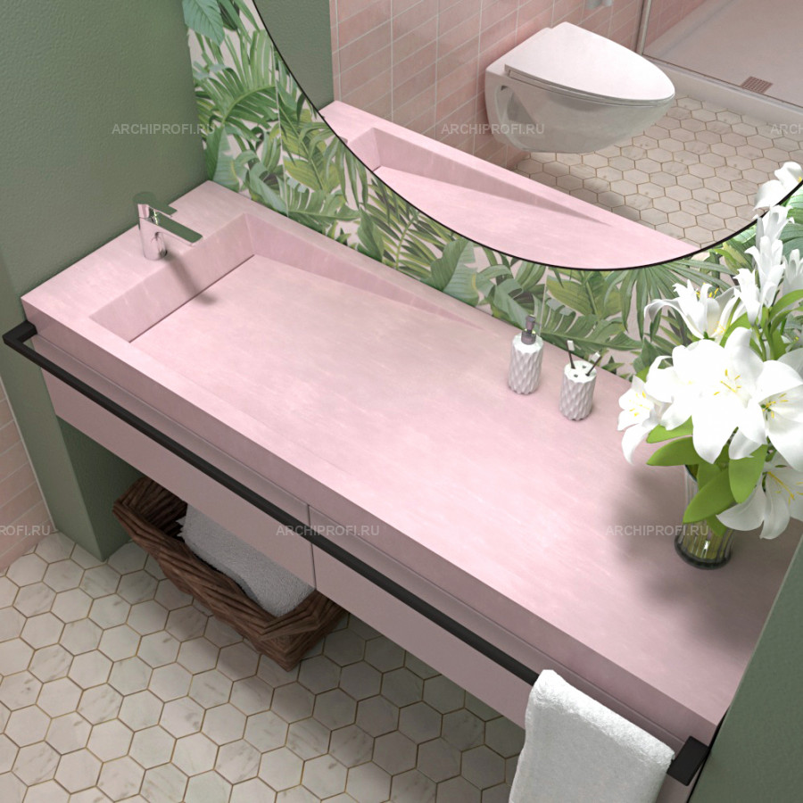 Ванная комната с комплектом из бетона Сакура фото 2