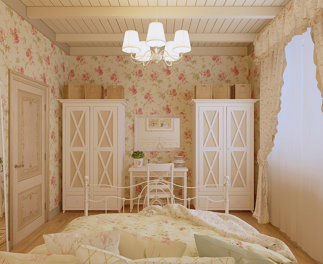 Спальни в стиле прованс фото в частном доме