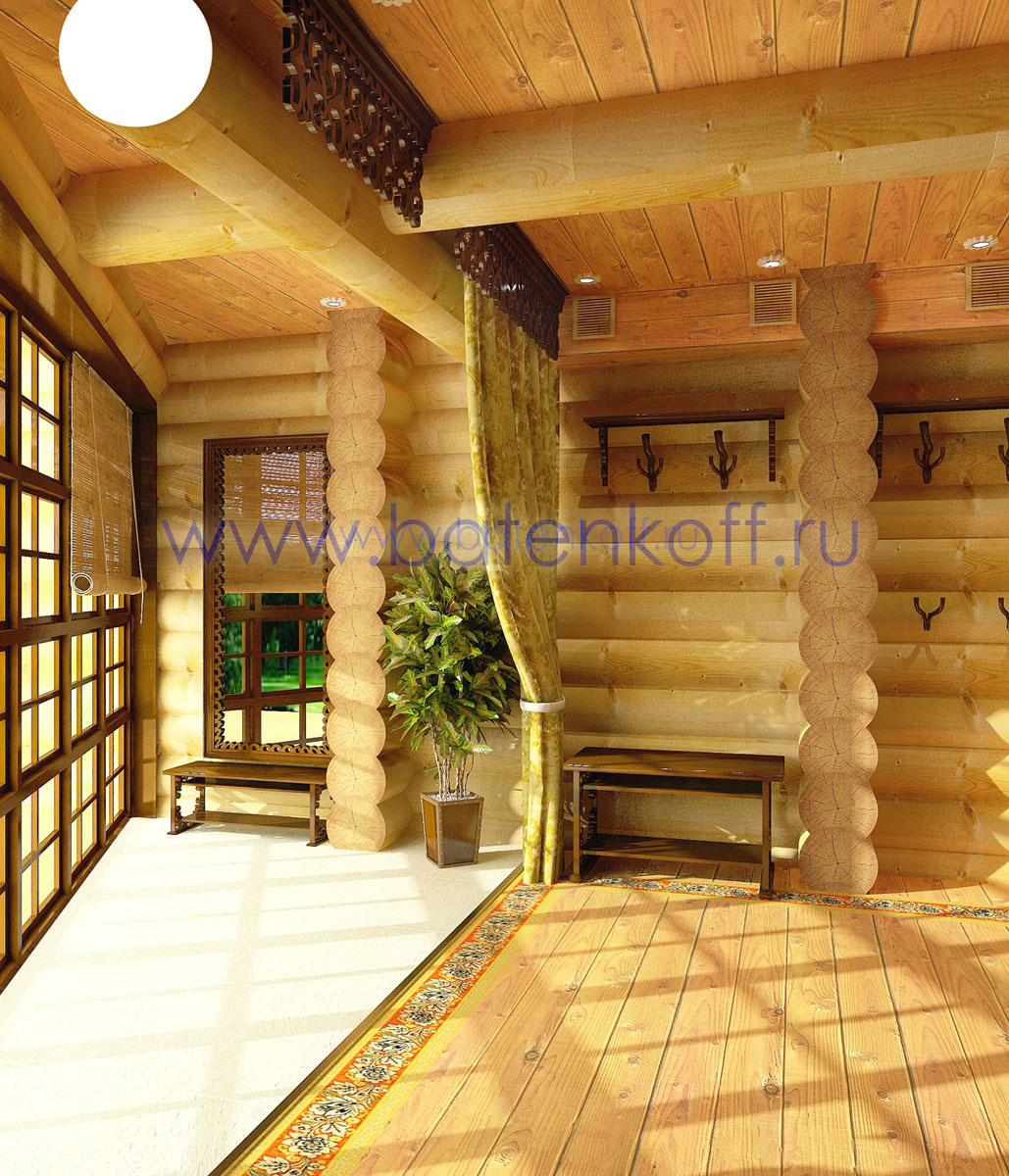 3D интерьера, Комната отдыха Проект Комната отдыха - Дизайн интерьера бани в русском народном стиле, пос.Палникс, Автор проекта: Дизайнеры Дмитрий Батеньков
