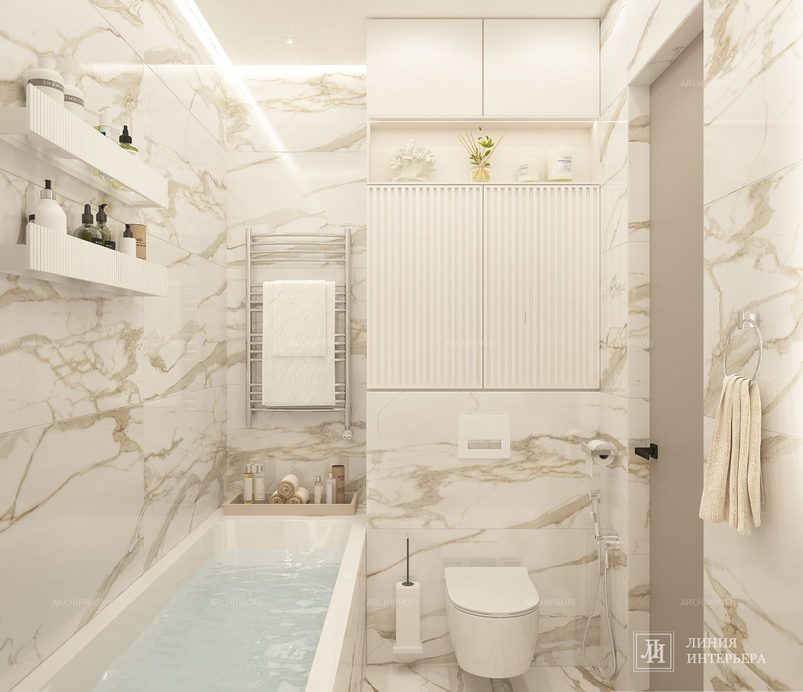 3D интерьера, Ванная комната площадью 3 кв.м. в стиле Современная. Проект Светлый интерьер ванной - ЖК Фили Сити (Filicity), Автор проекта: Дизайнеры Олеся Бирюкова