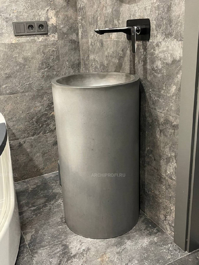 Напольные раковины из бетона в ванной комнате фото 3