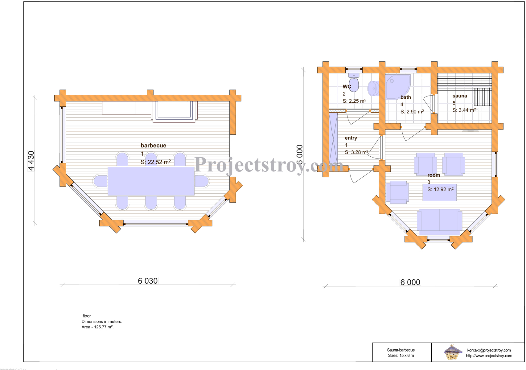 Документация дизайн экстерьера, план бани и беседки площадью 47 кв.м. в стиле Европа. планировка бани с беседкой, проект Баня с беседкой из бревна, Автор проекта: Архитекторы Projectstroy P