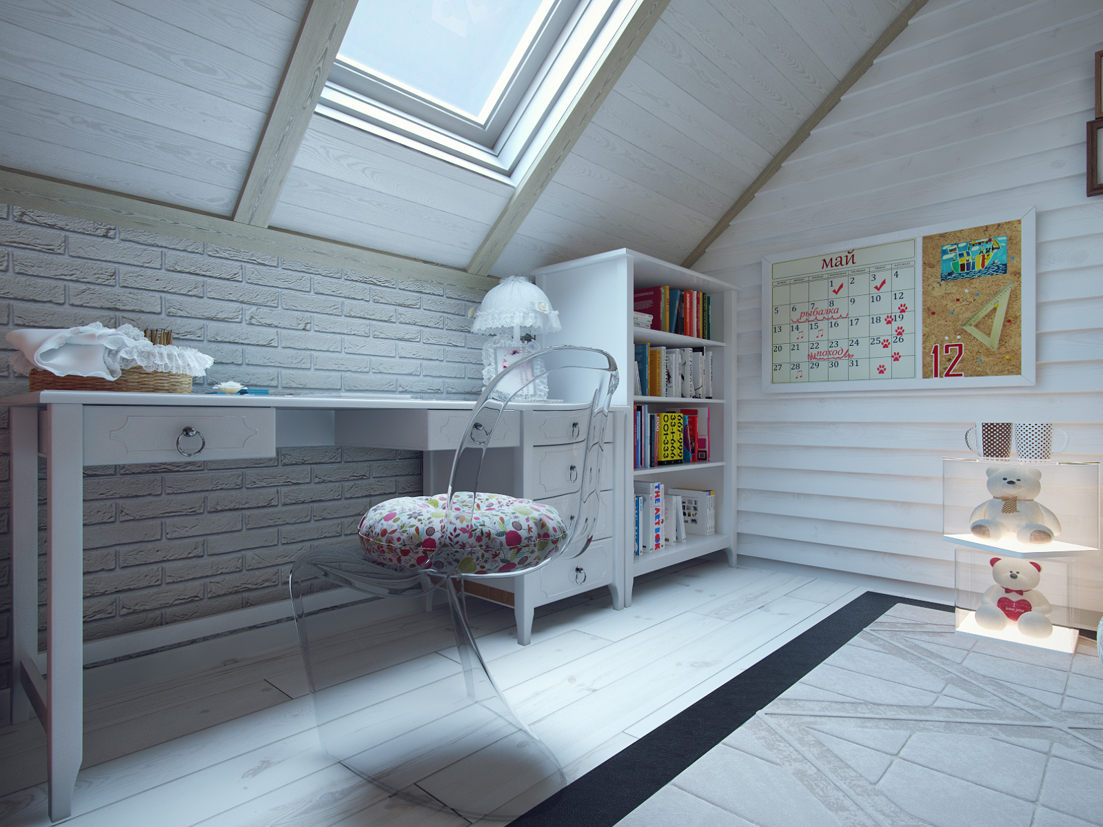 3D интерьера, Детская комната площадью 30 кв.м. в стиле Шале (Швейцария). Проект Дом в стиле шале. - Дом в стиле шале под Калининградом, Автор проекта: Дизайнеры Анастасия Шперлинг