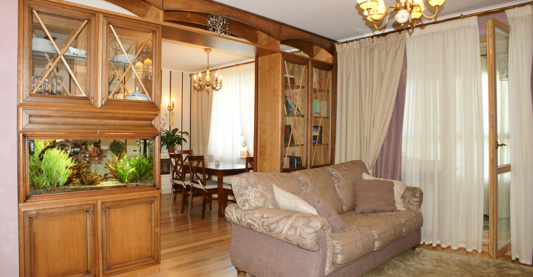 Фото интерьера, Гостиная площадью 100 кв.м. в стиле Прованс (Франция). Проект Гостиная - ЖК Соколиная Гора, Автор проекта: Архитекторы Анна Грунёнышева