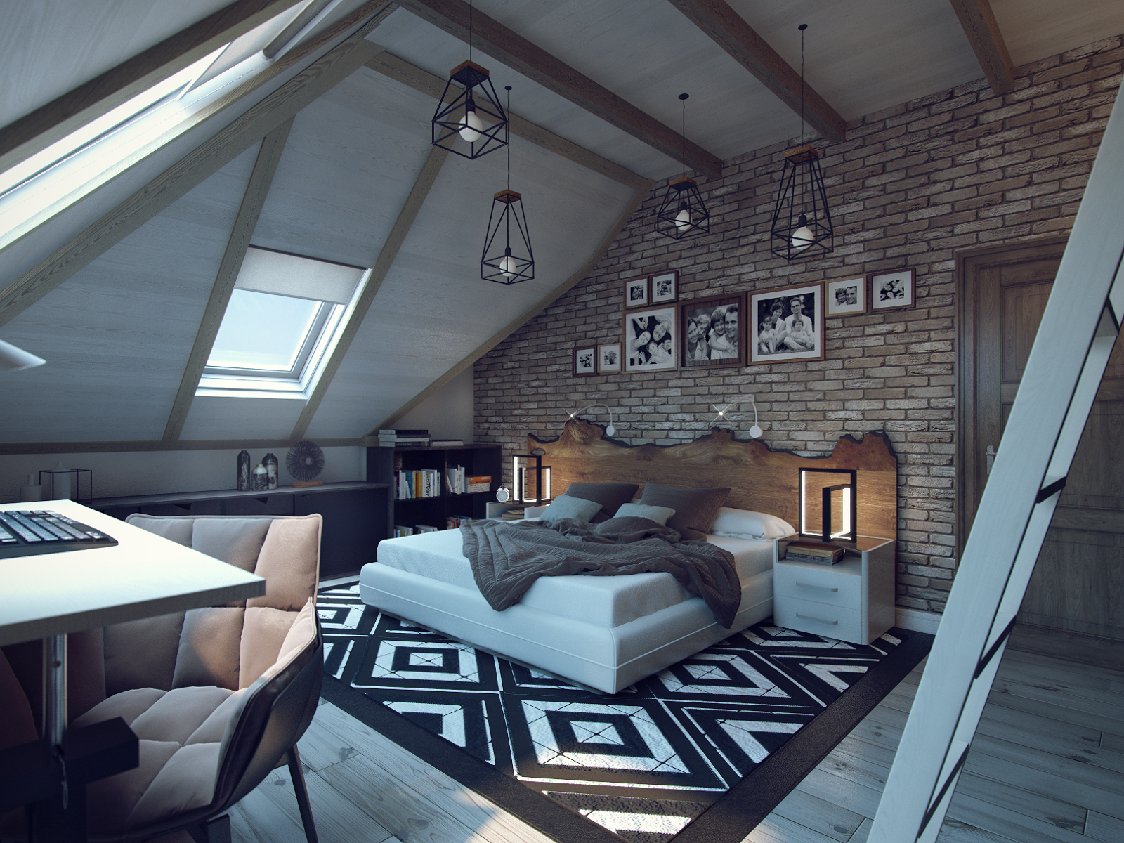 3D интерьера, Гостевая комната площадью 25 кв.м. в стиле Шале (Швейцария). Проект Дом в стиле шале. - Дом в стиле шале под Калининградом, Автор проекта: Дизайнеры Анастасия Шперлинг