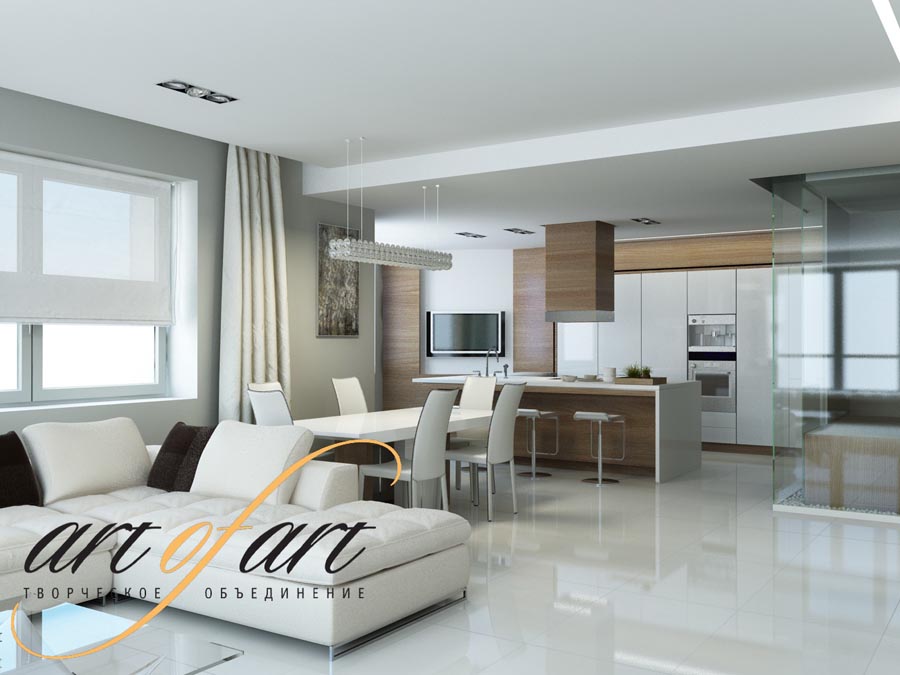 3D интерьера, Гостиная в стиле Современная. Проект Дизайн квартиры в жк Well House - Дизайн интерьера - Квартира в жк Well House, Автор проекта: Дизайнеры Борис Кузнецов