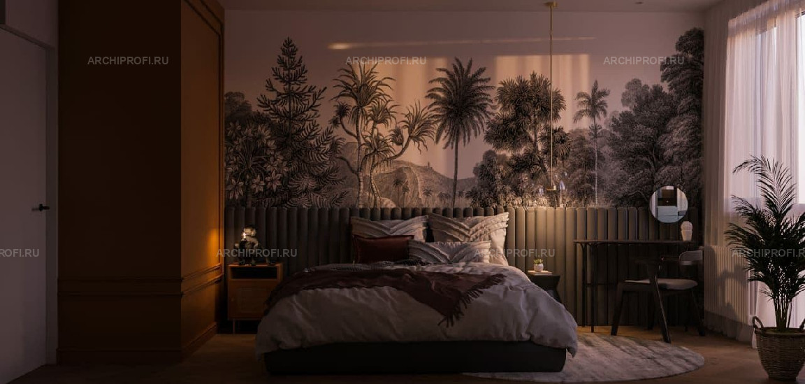 Дизайн спальни с тропическими мотивами фото 2