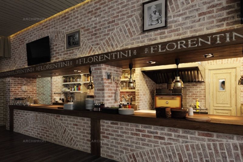 Фото интерьера, Проект Country cafe Florentini - Country cafe Florentini, Автор проекта: Архитекторы Архитектурное бюро Шаболовка