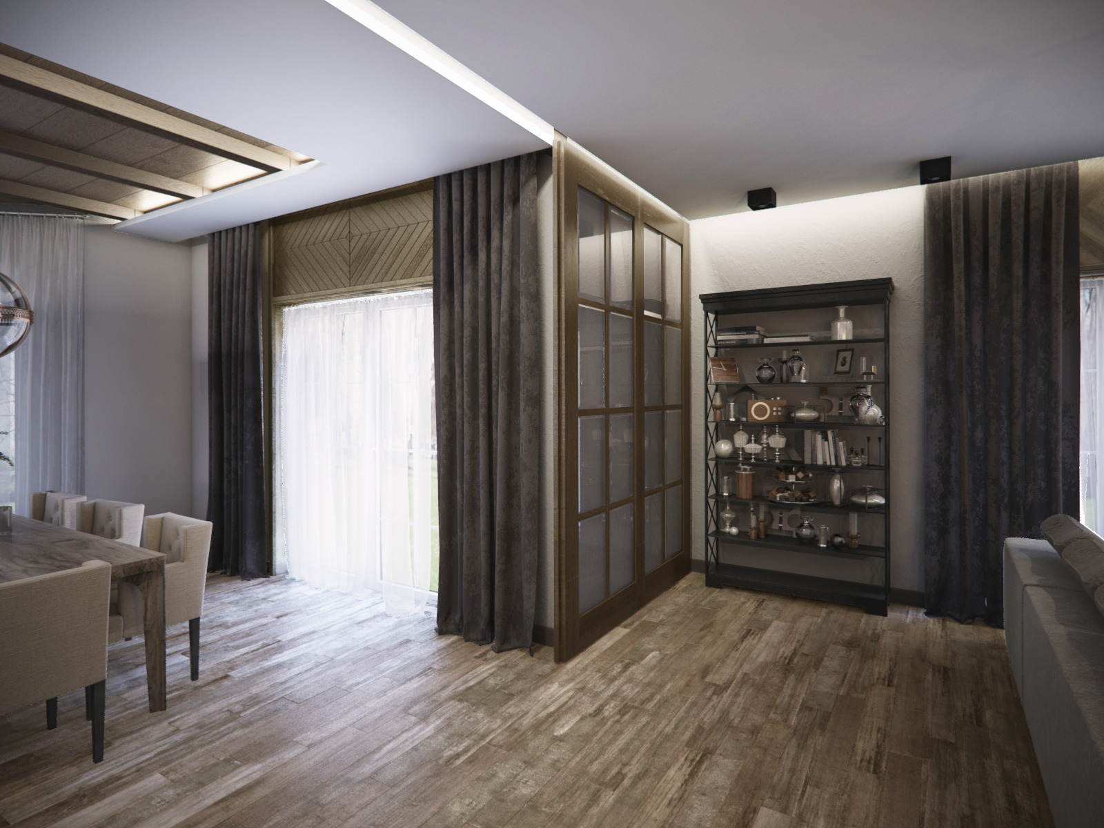 3D интерьера, Гостиная площадью 84 кв.м. в стиле Шале (Швейцария). Проект Дом в стиле шале. - Дом в стиле шале под Калининградом, Автор проекта: Дизайнеры Анастасия Шперлинг