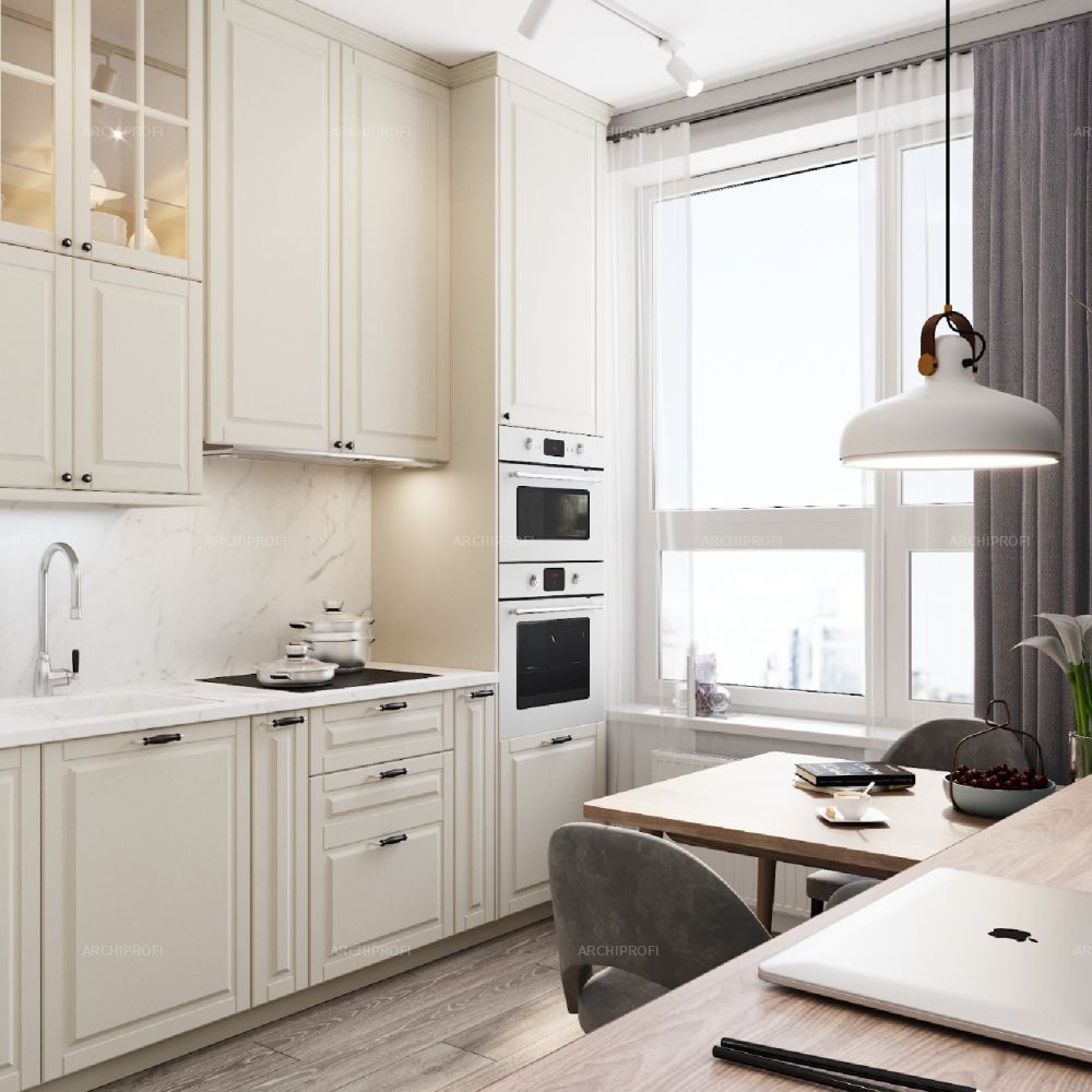 3D интерьера, Кухня-гостиная в стиле Современная. Проект ЖК Ривер Парк - ЖК «Ривер Парк», Автор проекта: Дизайнеры Александра Женова
