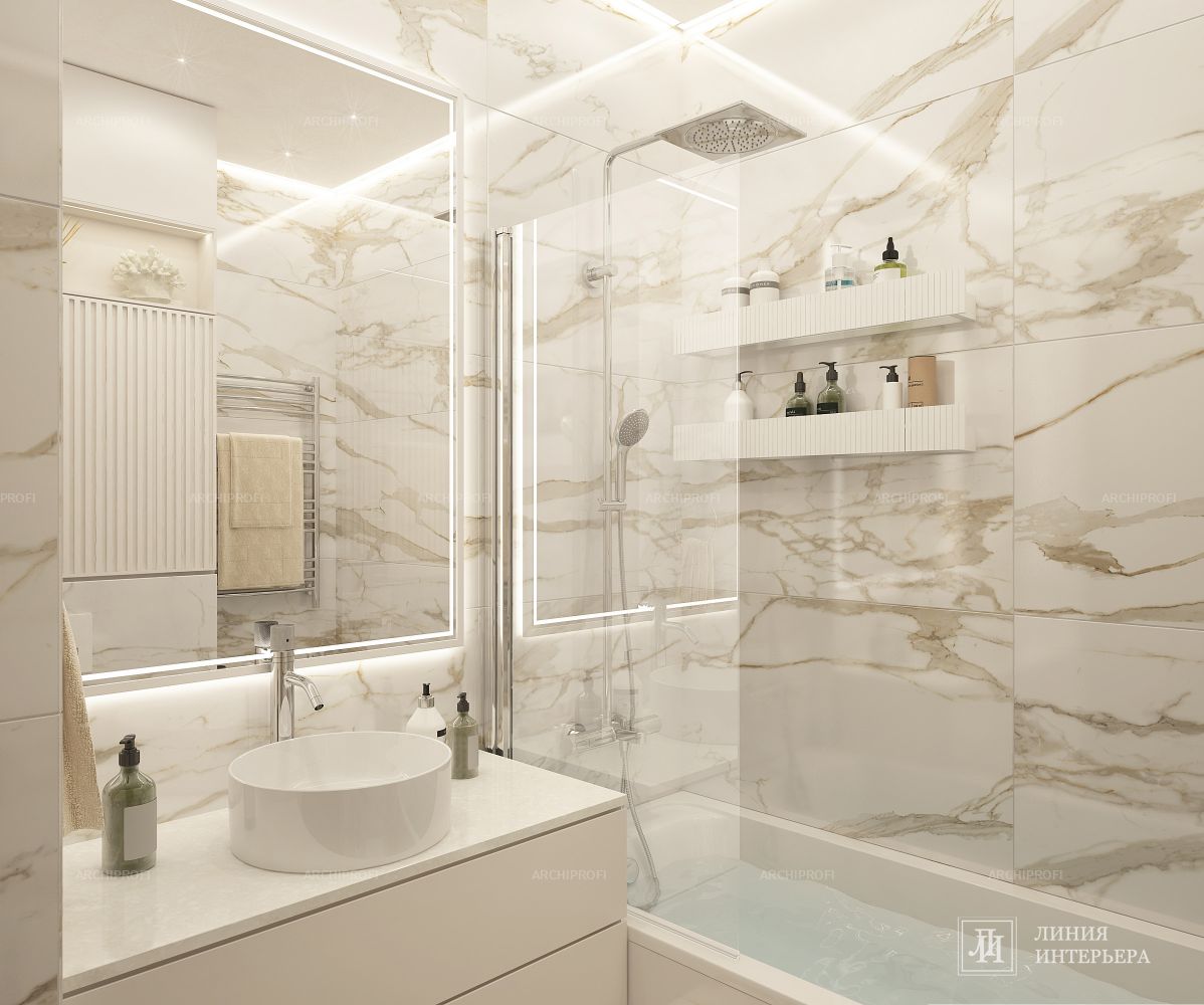 3D интерьера, Ванная комната площадью 3 кв.м. в стиле Современная. Проект Светлый дизайн ванной - ЖК Фили Сити (Filicity), Автор проекта: Дизайнеры Олеся Бирюкова