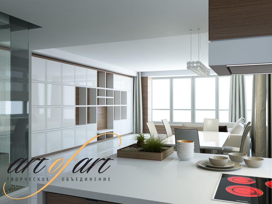 3D интерьера, Гостиная в стиле Минимализм. Проект Дизайн квартиры в жк Well House - Дизайн интерьера - Квартира в жк Well House, Автор проекта: Дизайнеры Борис Кузнецов