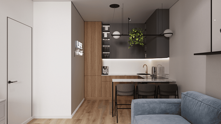 3D интерьера, Кухня Проект 27.01.2023/982860 - квартира на Азина, Автор проекта: Инженер Наталья Торкунова