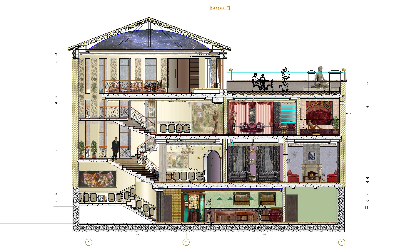Проект дома в разрезе