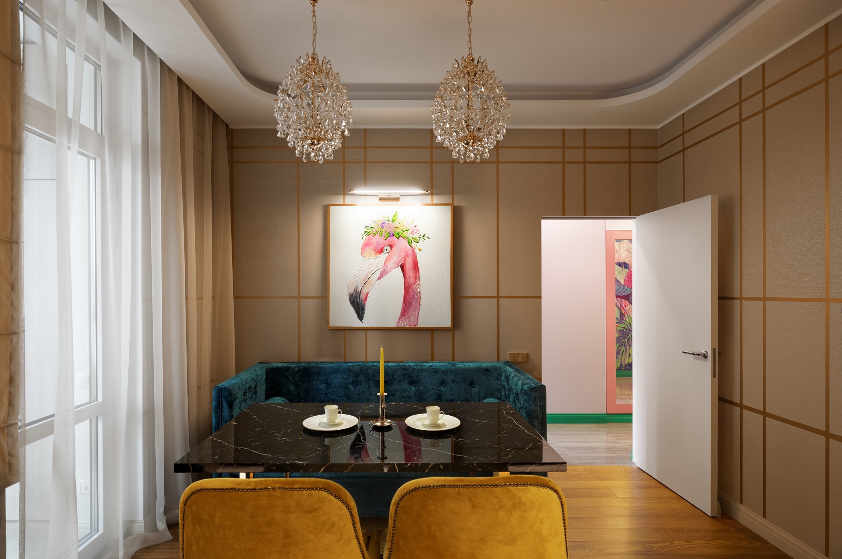 Фото интерьера, Кухня-гостиная площадью 16 кв.м. Проект Квартира на Краснобогатырской - КВАРТИРА НА КРАСНОБОГАТЫРСКОЙ, Автор проекта: Архитекторы Лариса Талис