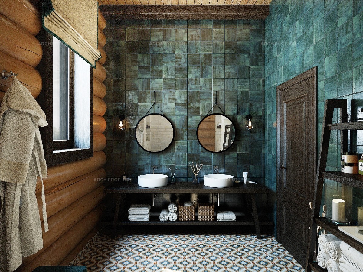 Дизайн ванной комнаты в деревянном доме