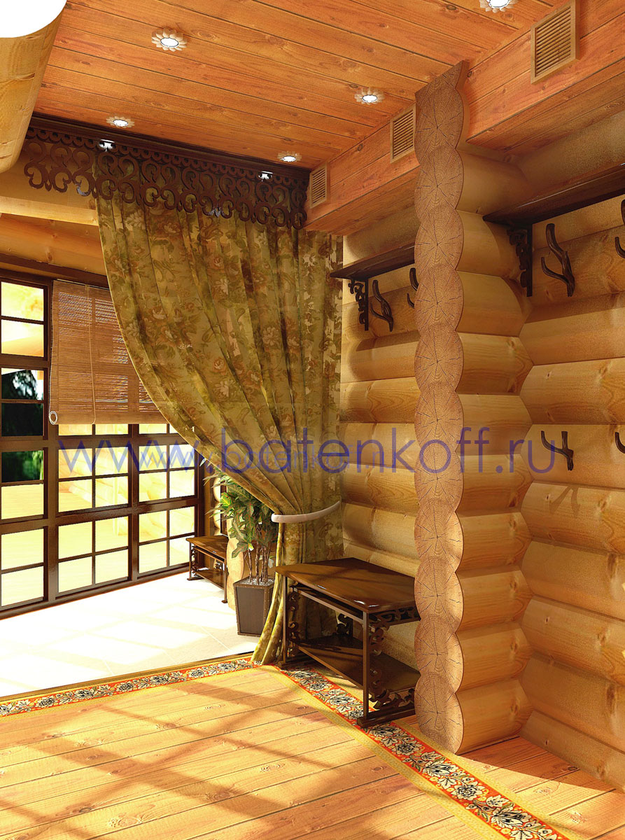 3D интерьера, Комната отдыха Проект Комната отдыха - Дизайн интерьера бани в русском народном стиле, пос.Палникс, Автор проекта: Дизайнеры Дмитрий Батеньков