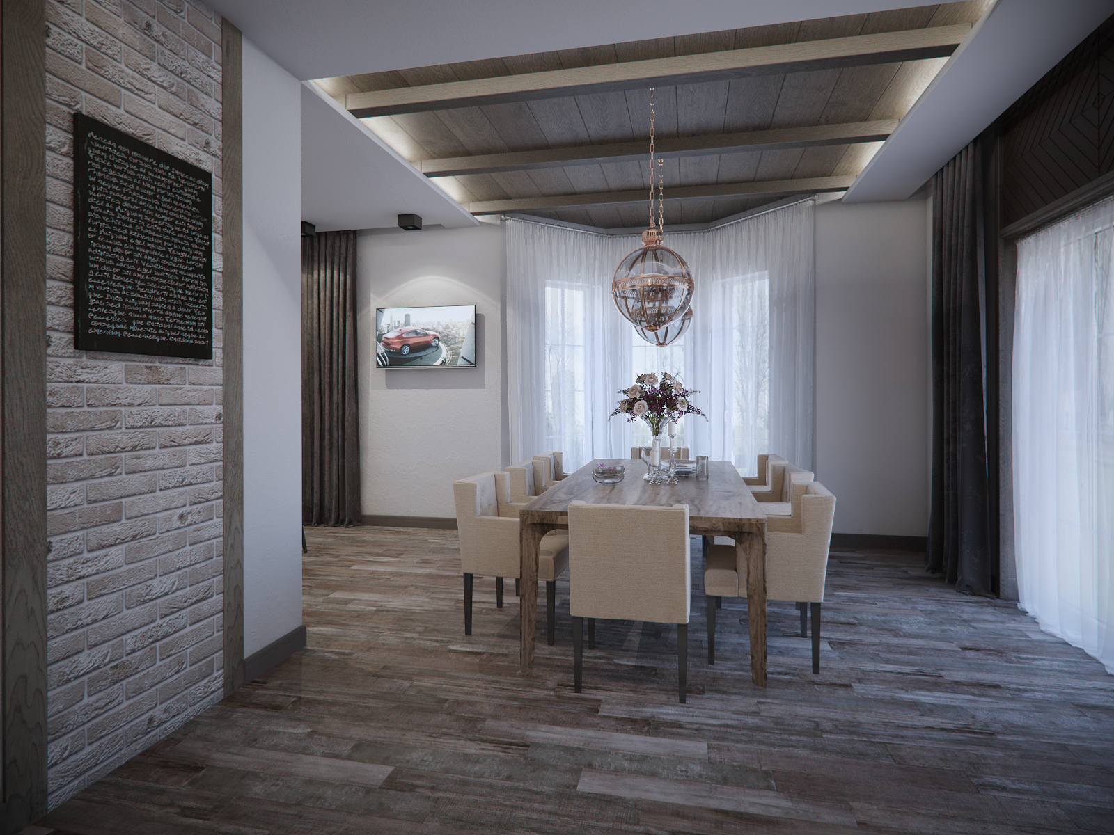 3D интерьера, Гостиная площадью 84 кв.м. в стиле Шале (Швейцария). Проект Дом в стиле шале. - Дом в стиле шале под Калининградом, Автор проекта: Дизайнеры Анастасия Шперлинг